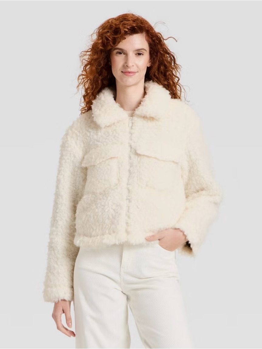 Brand New Universal Thread Women's Cream Faux Shearling Jacket - Xxl